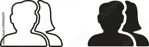 Dual human profile icons light and dark contrast