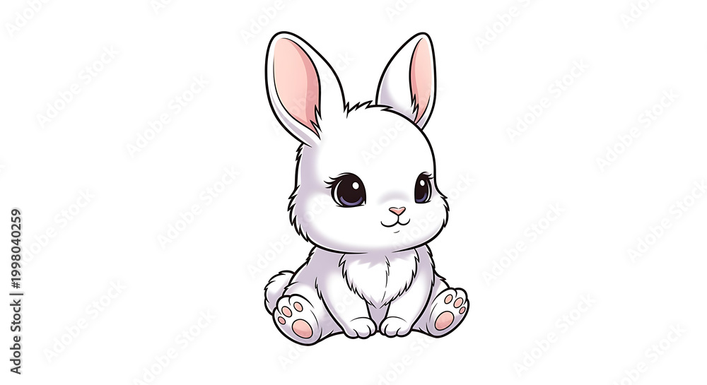 Obraz premium Cute pink bunny sitting, isolated on a transparent background