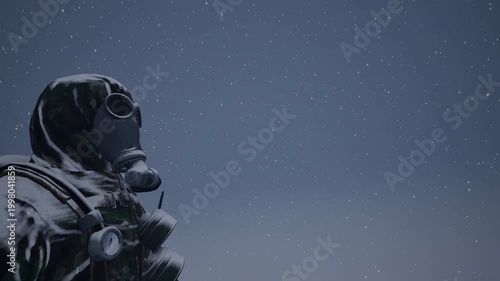 Soldier in Heavy Snow Winter Battlefield