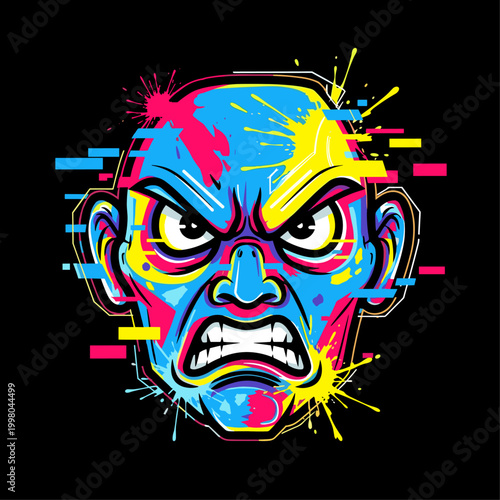 Angry Man Face Closeup Expression.