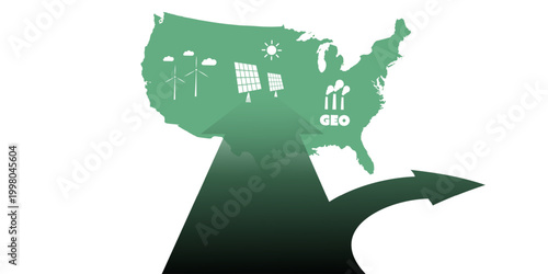US Environmental Policy Reversal Concept - Vector USA Map Banner, Concept about Largest Deregulation, U-turn on USA's green policy