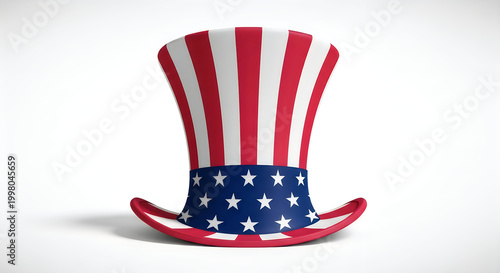 Top hat with American flag design and red white stripes illustration