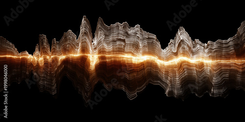 abstract visualization of sonic well logging data with concentric ripples for petrophysics concept