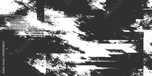 Abstract monochrome glitch background showcasing a visually striking display of digital distortion and disruption. 