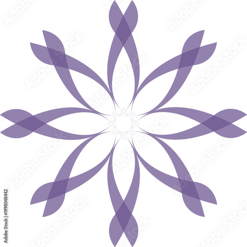 Purple geometric flower with eight petals and center circle