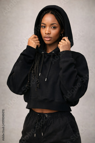 Casual Streetwear Portrait in Black Hoodie