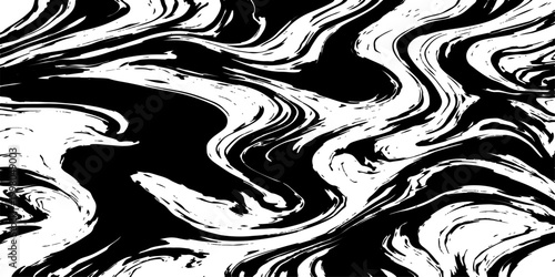 Swirling black and white abstract design, a mesmerizing display of fluid dynamics, evocative of ink and water. 