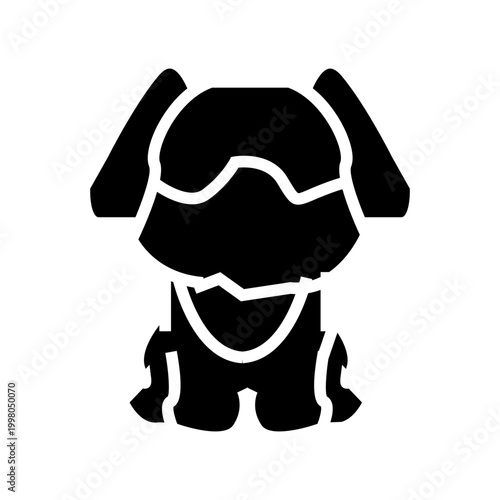 black dog animal glyph solid style icon illustration vector