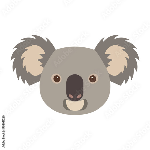 Cute Koala Face Illustration Flat Vector Design
