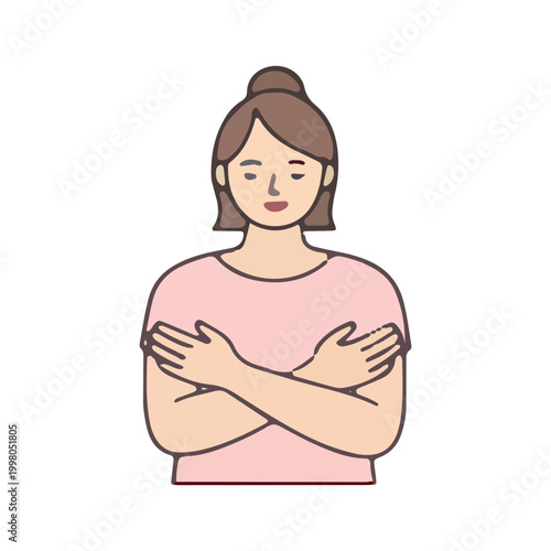 Woman Embracing Herself Illustration