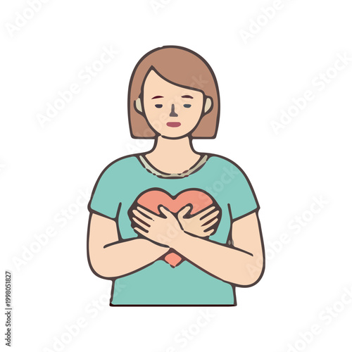 Woman Holding Heart to Chest