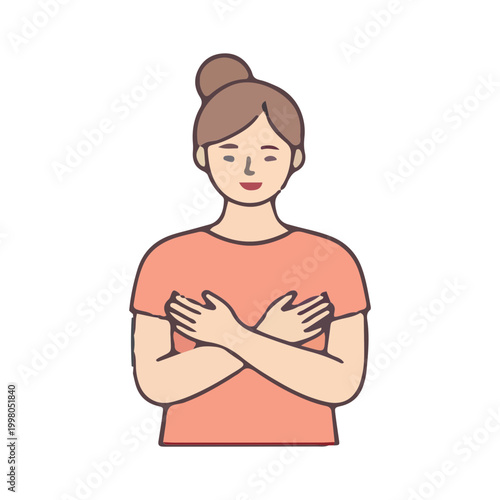 Woman Embracing Herself Illustration