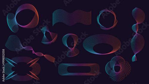 Modern Colorful Gradient Fluid Shapes Abstract Mesh Design Elements