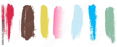 Colorful distressed watercolor marks for web design and digital art. Abstract paint brush color collection.