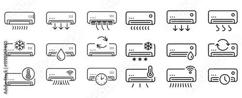 set of flat design household appliance icons for modern kitchen and home technology