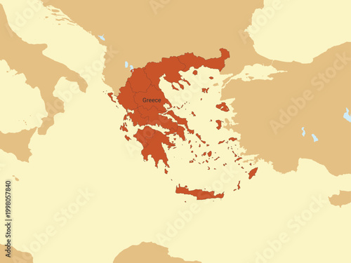 Greece map flat vector illustration.
