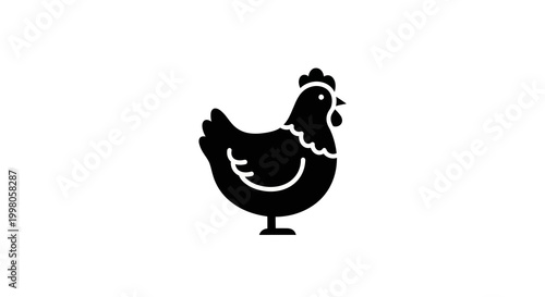 Simple black chicken icon on white background. Vector illustration of a bird.