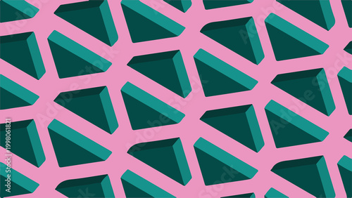 Valokuva Triangles form background pattern with pink and green colors