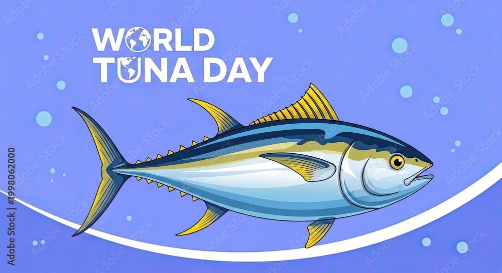 Fototapeta premium World Tuna Day May 2 Underwater Tuna Fish Illustration