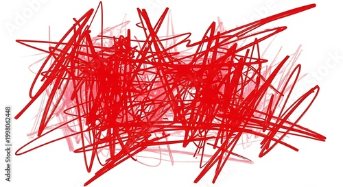 Obraz na plátne Dynamic abstract composition featuring a chaotic tangle of vibrant red brush str