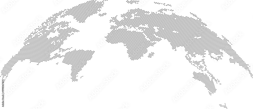 Fototapeta premium Curved dotted world map in Black