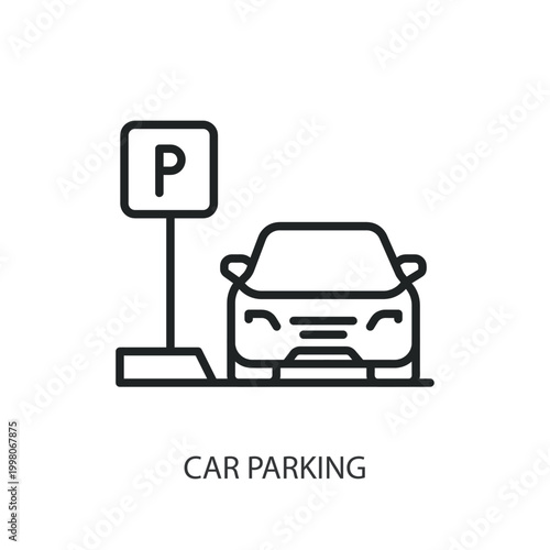 Car Parking thin line vector icons