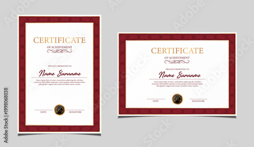 Foto Premium certificate of achievement template design in both portrait and landscape orientation