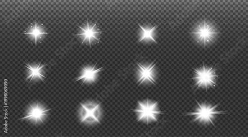 Foto Abstract sparkling star flare light effects collection isolated on transparent b