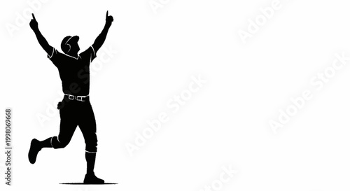 Black silhouette of a baseball player celebrating