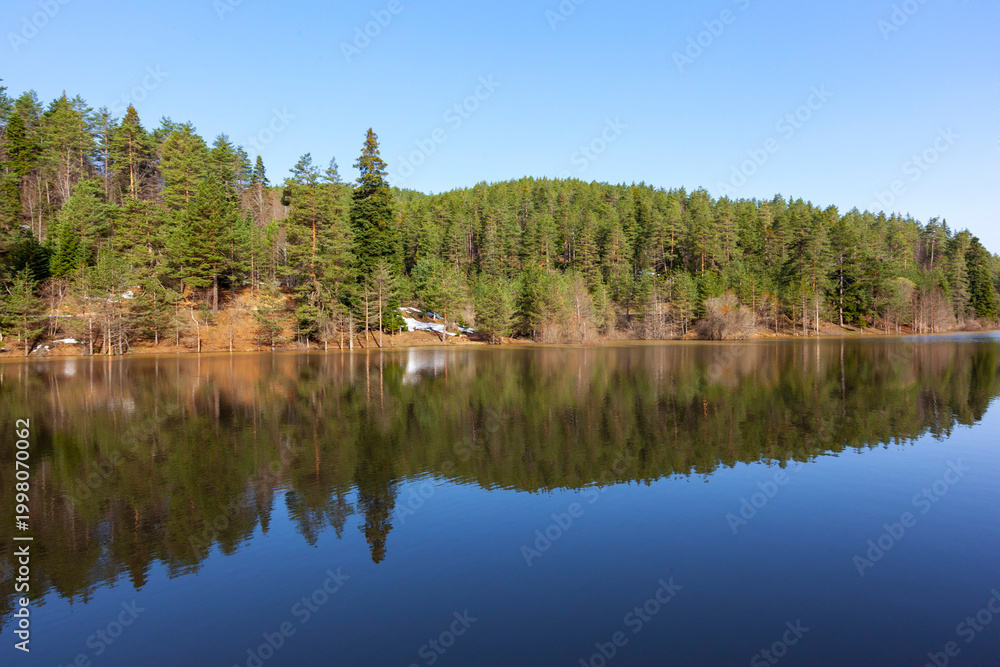 Obraz premium Bozcaarmut Pond and its View / Bilecik