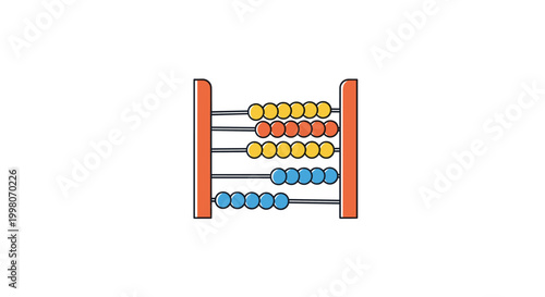 Traditional counting abacus with colorful beads on wooden rods shown in a clean line art style for early childhood education and math learning.