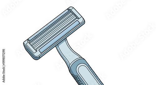 Modern disposable safety razor with multiple blades and a textured handle shown in a clean and detailed vector illustration.