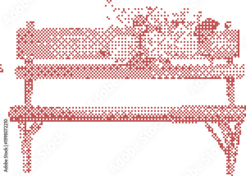 Empty park bench with falling leaves during autumn season