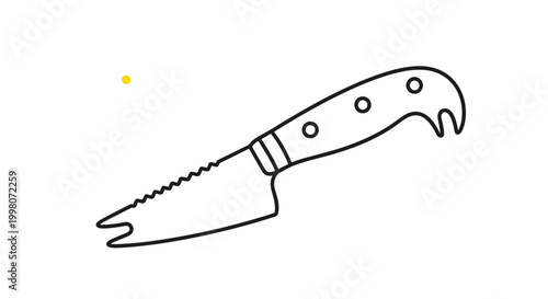 Professional cheese knife featuring a serrated blade edge and a forked tip specifically designed for serving various types of cheese.