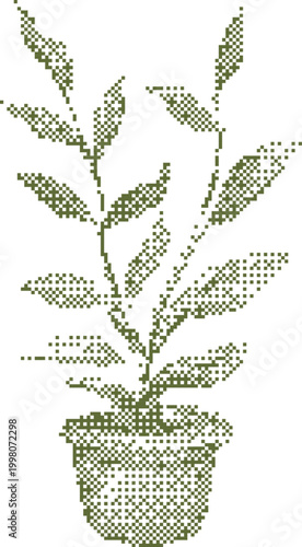 Growing green seedling in a simple terracotta pot with copy space for text