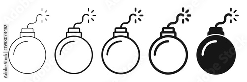 Fotografie Bomb icon set collection in flat silhouette style