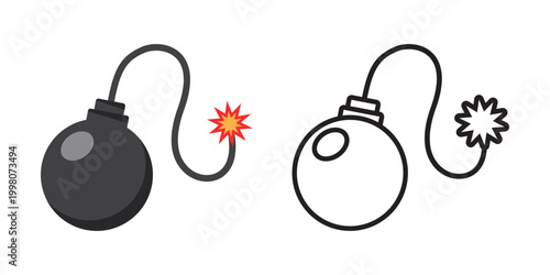 Fotografía Bomb icon in flat silhouette style