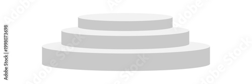 Minimal  Podium Display Background Product Stages. Cylindrical podium stages in different heights for product display, presentation, and branding mockups with soft shadows  and minimal style.