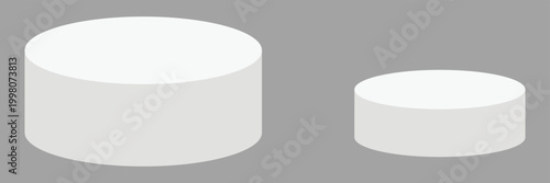 Minimal  Podium Display Background Product Stages. Cylindrical podium stages in different heights for product display, presentation, and branding mockups with soft shadows  and minimal style.