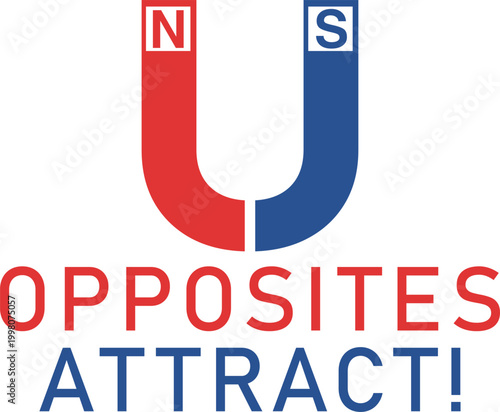 Magnet symbolizing attraction of opposites isolated on transparent background