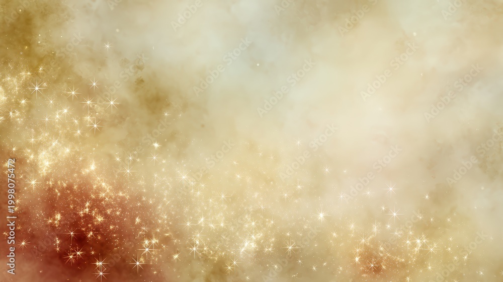 Fototapeta premium A sparkling golden and brown textured background with shimmering star-like glows scattered across a soft, dreamy gradient, kid friendly colorful planet background