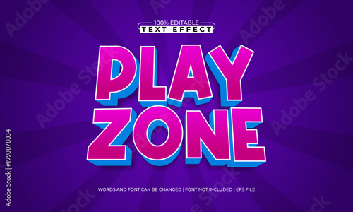 Play Zone Editable Text Effect - Fun Cartoon Typography for Playful Gaming Design