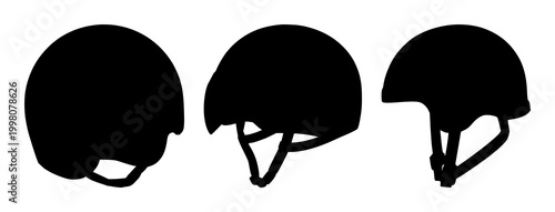Helmet set with black silhouette against white background featuring military, protective, headgear with steel and design template