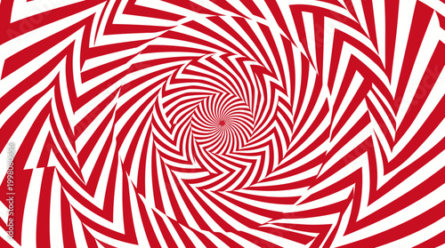 Vibrant red and white optical illusion pattern.