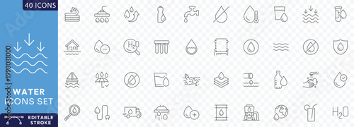 Bild auf Leinwand Water line editable icon set