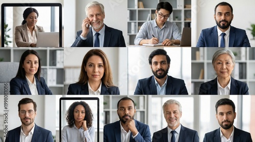 Professional Video Conference Call Portrait Collage