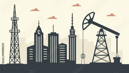 Midland Texas economic hub skyline vector illustration