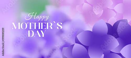 Happy Mother's Day! Floral background, hydrangea flowers, petals with a pink-purple gradient, delicate spring blooms, elegant feminine vector floral wallpaper
