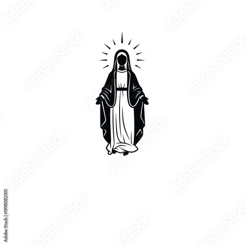 Stylized Silhouette of the Virgin Mary with Halo.