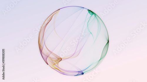 Abstract colorful light sphere with smooth flowing wave lines, minimal digital energy orb, gradient spectrum glow, clean modern technology design, isolated on soft background, 4K loop 60fps